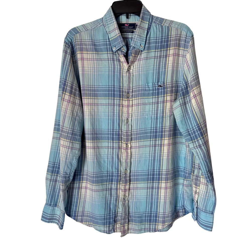 Vineyard Vines Men Plaid Shirt Long Sleeve Button Down Size M